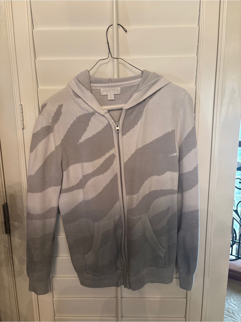 Barefoot Dreams Men’s Light Gray Zip Hoodie Sweater